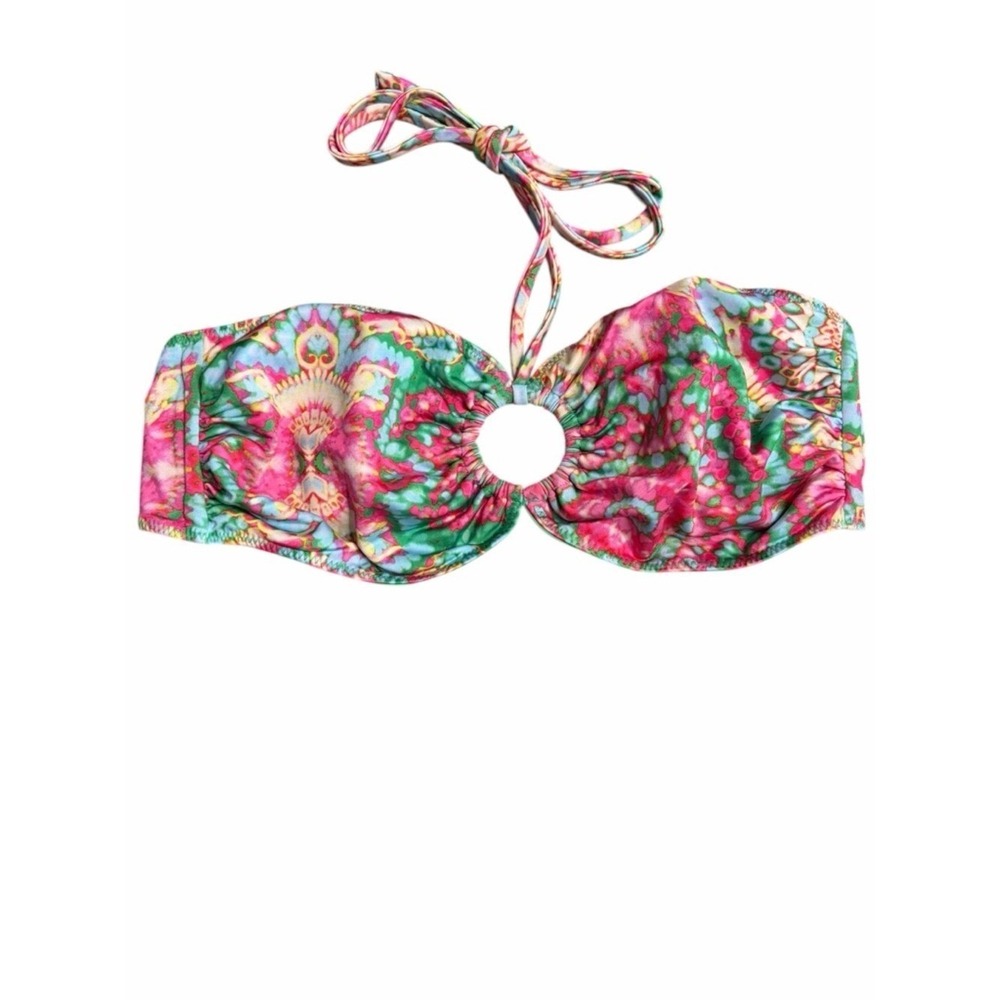 Ramy Brook Vibrant Floral Bandeau Bikini Top with Ring Detail